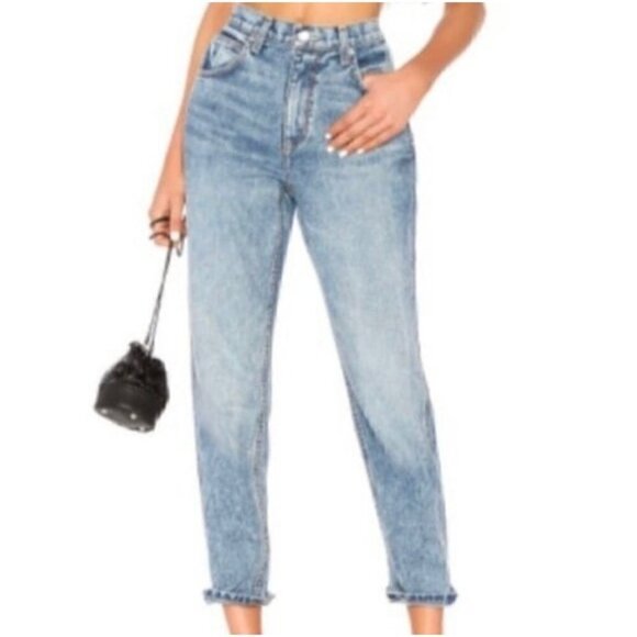 Lovers+ Friends Denim Silas High Rise Mom Jeans in Blue Size 24
